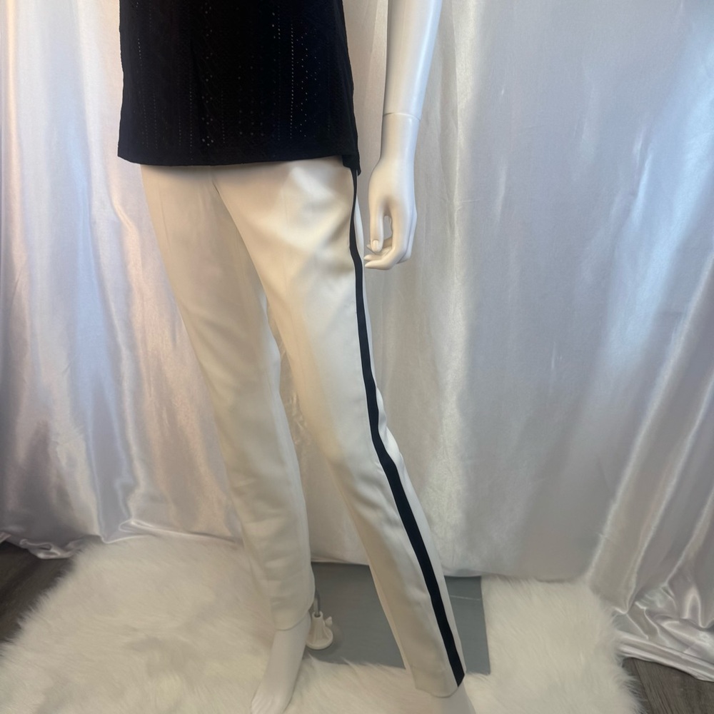 NWT Little Black Tux LBT Chic White Slim Fit Tuxedo Pants with Black Stripe